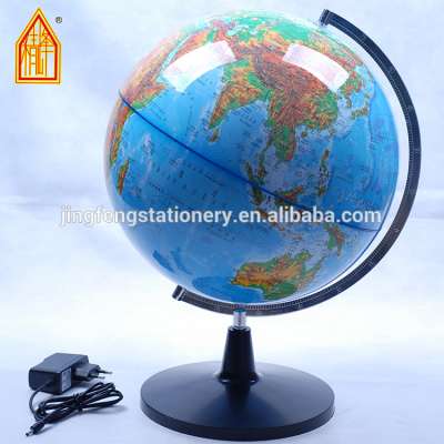 32cm Large PVC World Globe Plastic Globe administative and terrain with lighting